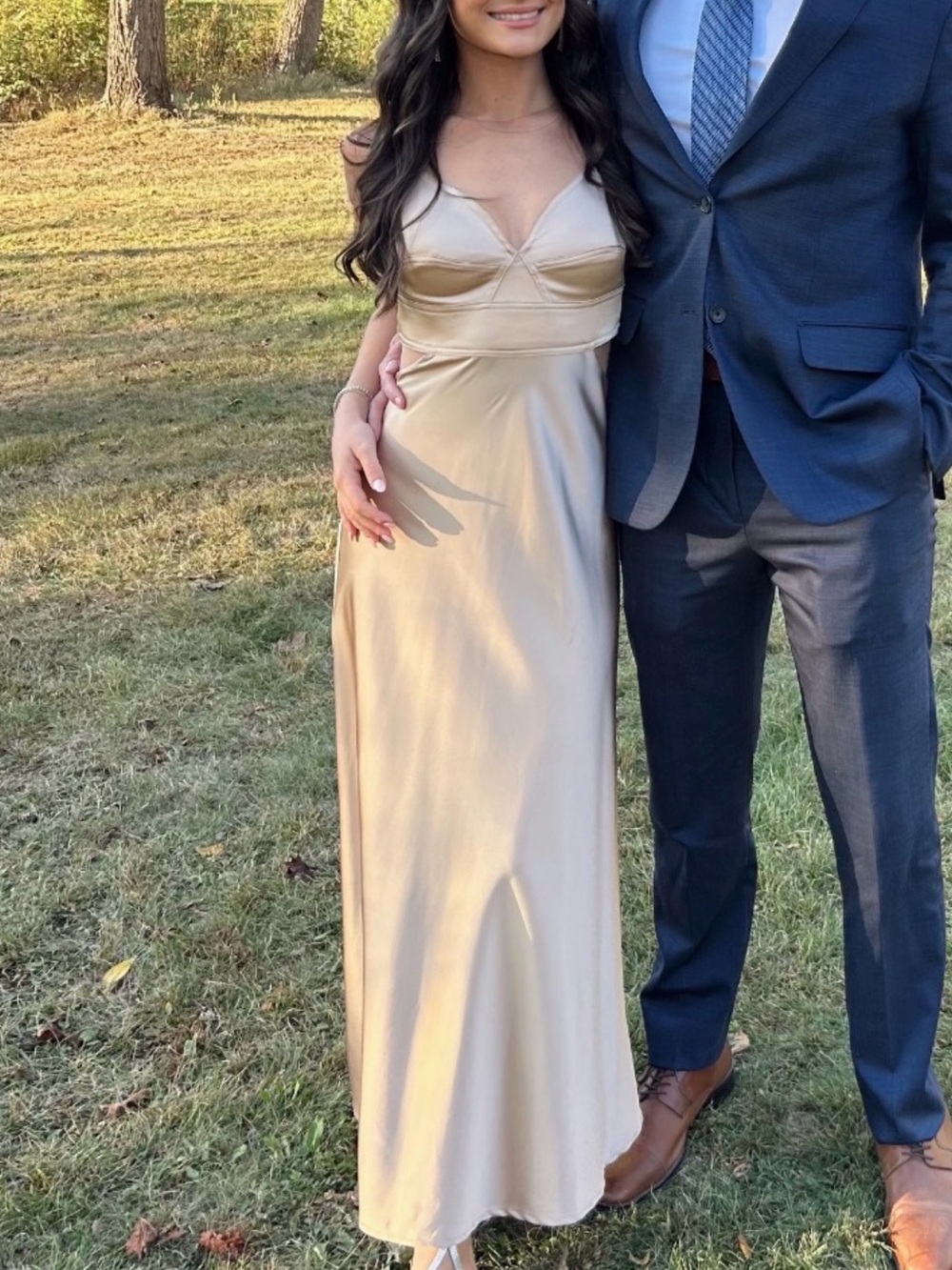 Elegant Champagne Satin Slip Dress for Women
